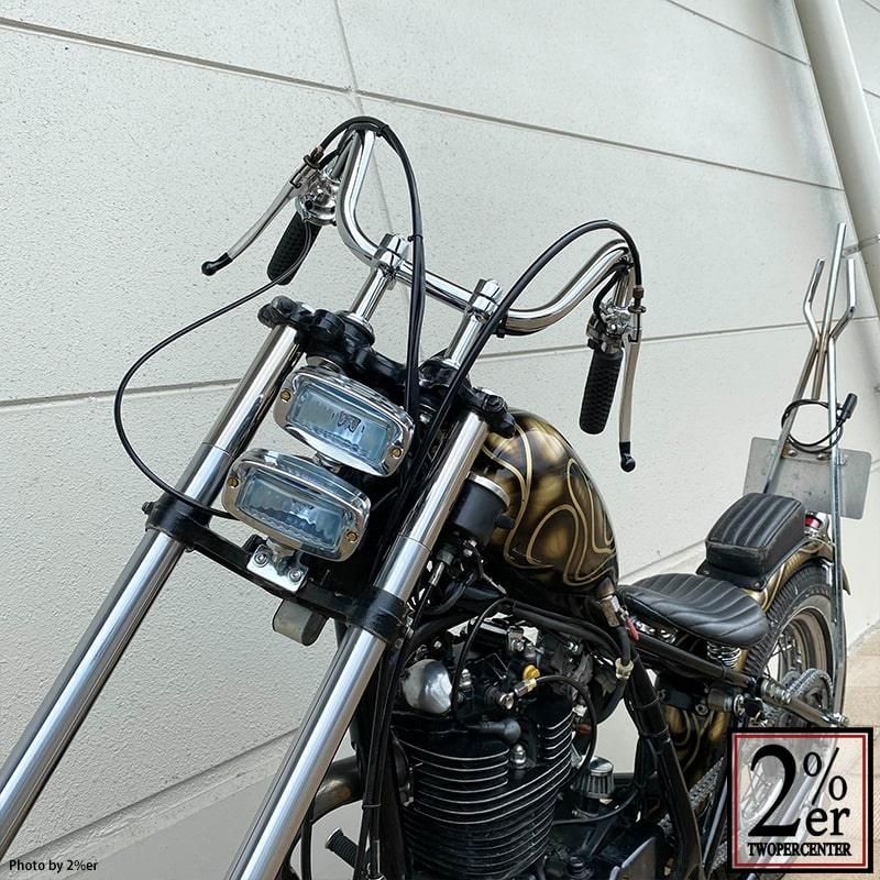 スクエア ヘッドライト 2連 チョッパースタイル カスタムバイク 単品