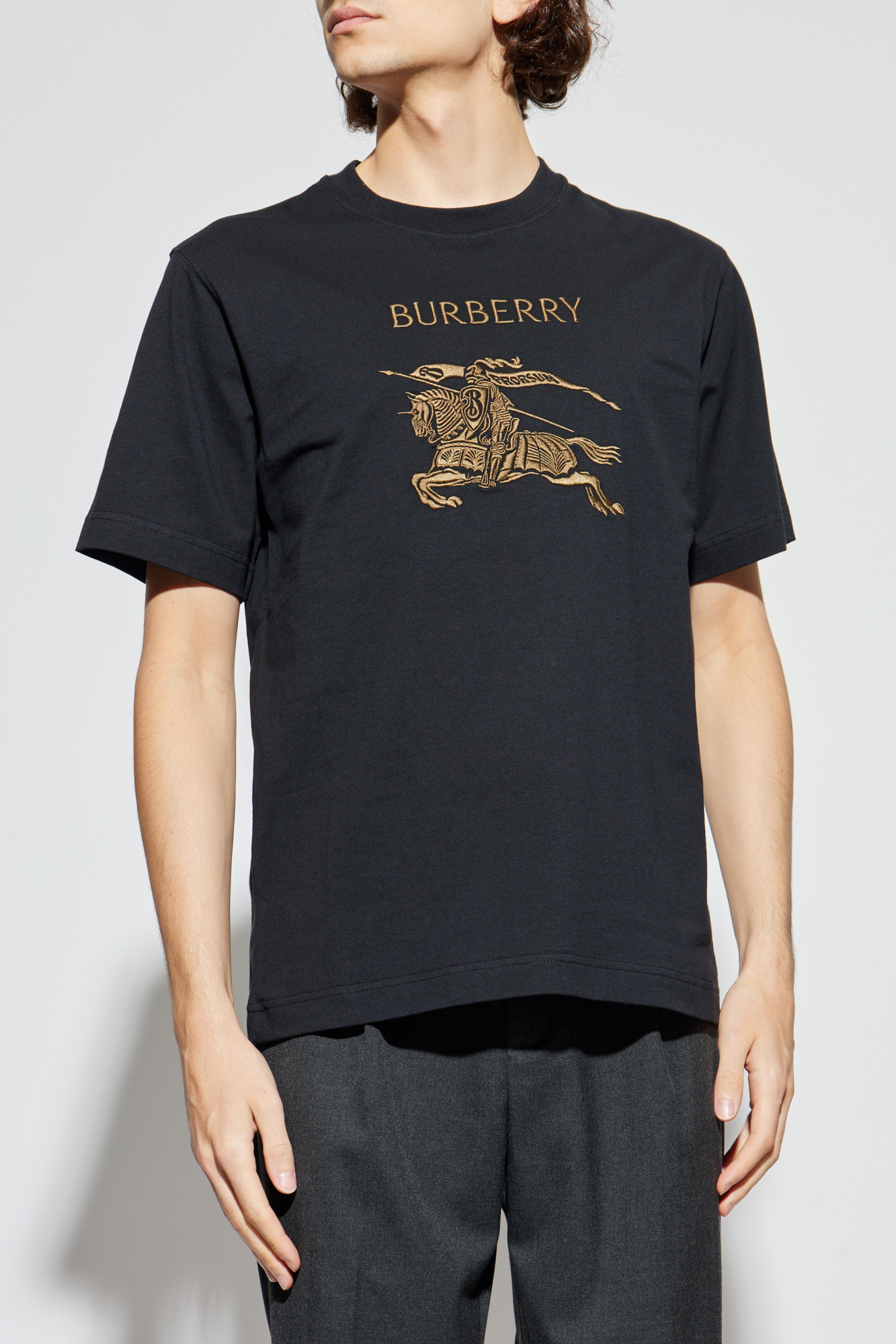 Black T-shirt with embroidered logo Burberry - Vitkac Canada