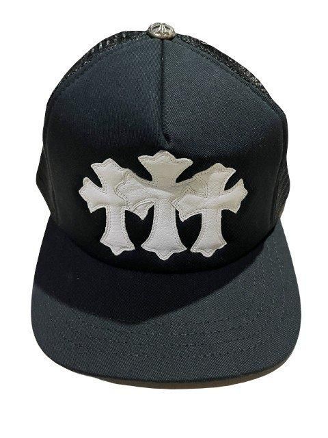 CHROME HEARTSクロムハーツクロスレザートラッカーキャップblack/white