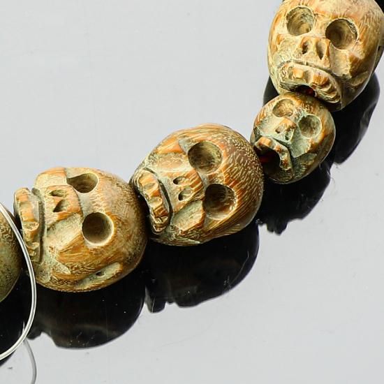 数珠 男性用 緑檀 髑髏(どくろ)彫 18玉 正絹梵天房 - 数珠屋 念珠堂