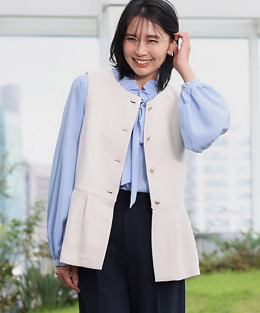 ONOFF活躍／セレモニー】ツイードペプラムジレ／洗える