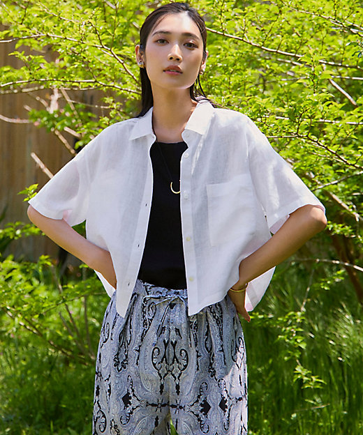 Oggi7月号掲載／洗える】LIBECOリネン クロップド デザイン