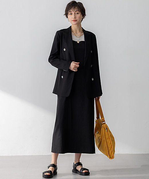 洗える】リネンレーヨンストレッチ ダブル ジャケット