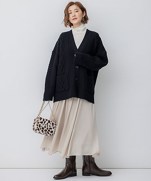 洗える】ウールカシミヤ アランパターン カーディガン