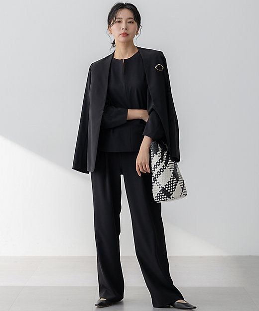 セットアップ対応／洗える】2WAYストレッチツイル ワイドパンツ