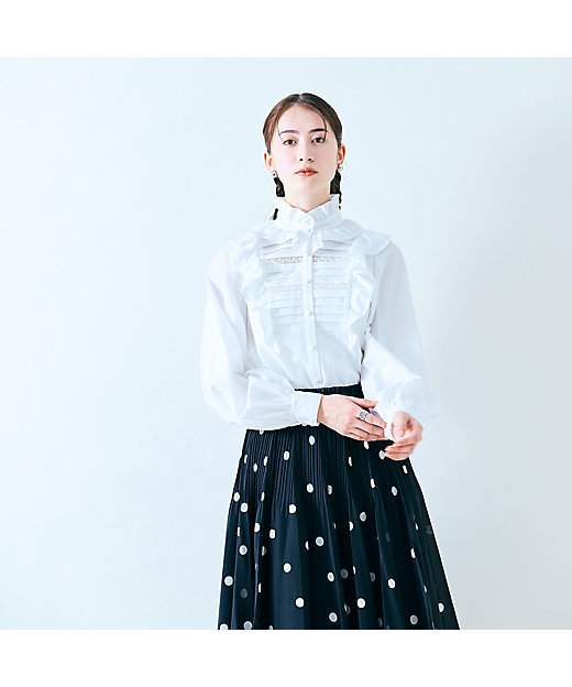 フリルカラー胸元タックブラウス（83032504） | Rose Tiara