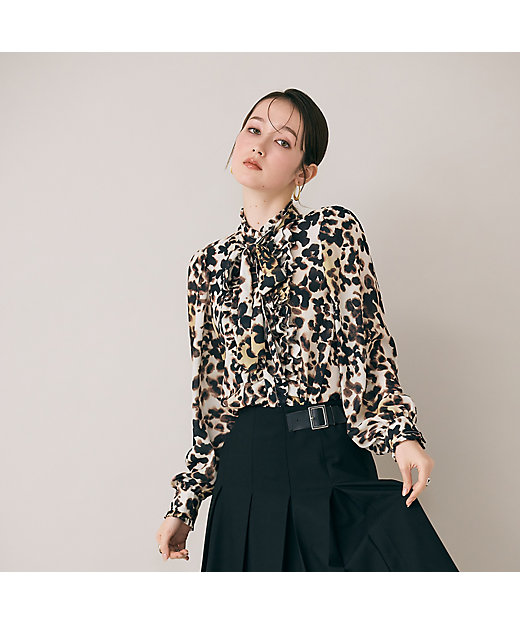 ヒョウ柄ブラウス（83036503） | Rose Tiara (Women/大きい