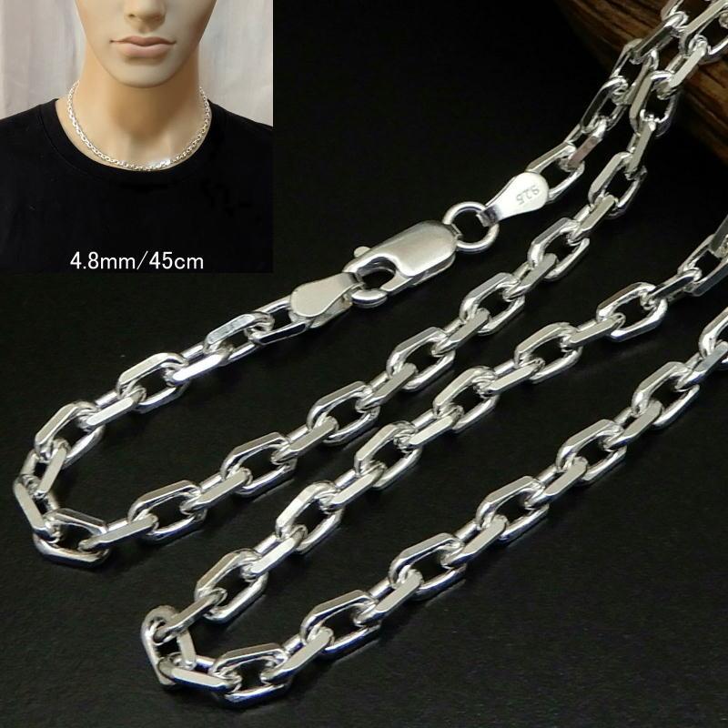 ネックレス メンズ チェーン シルバー925 あずきネックレス 45cm 幅4.8