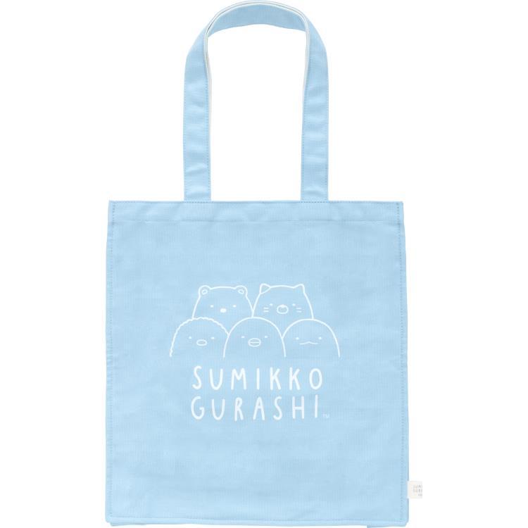 すみっコぐらし トートバッグ すみっコ大好き 水色 ブルー クリア窓付