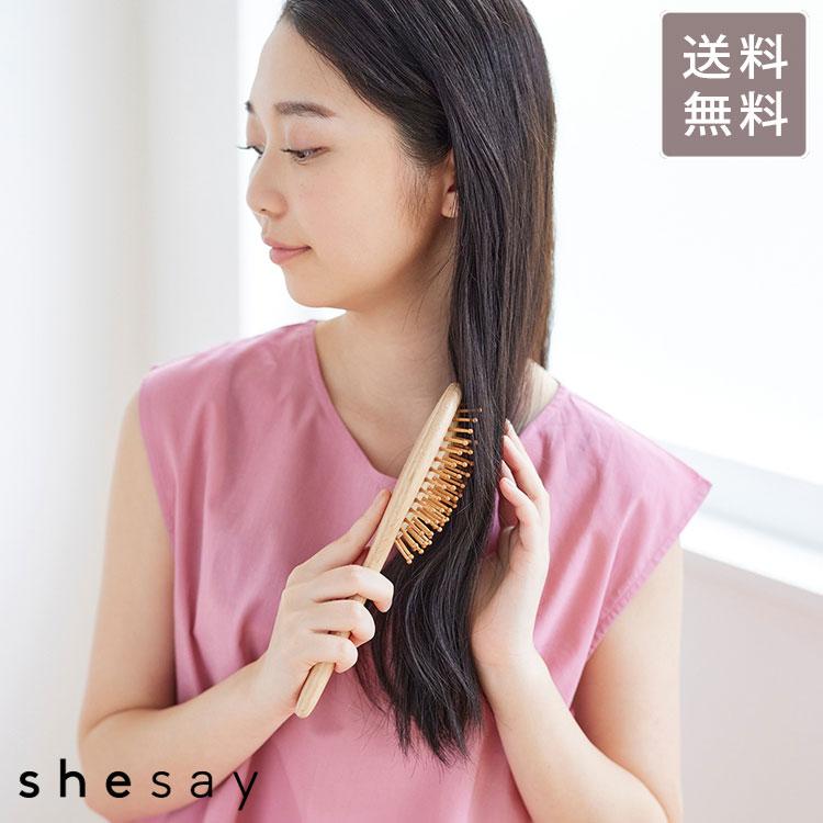 頭皮に優しい オーク材のウッドピンブラシ 108169 ブラシ 木製 クシ