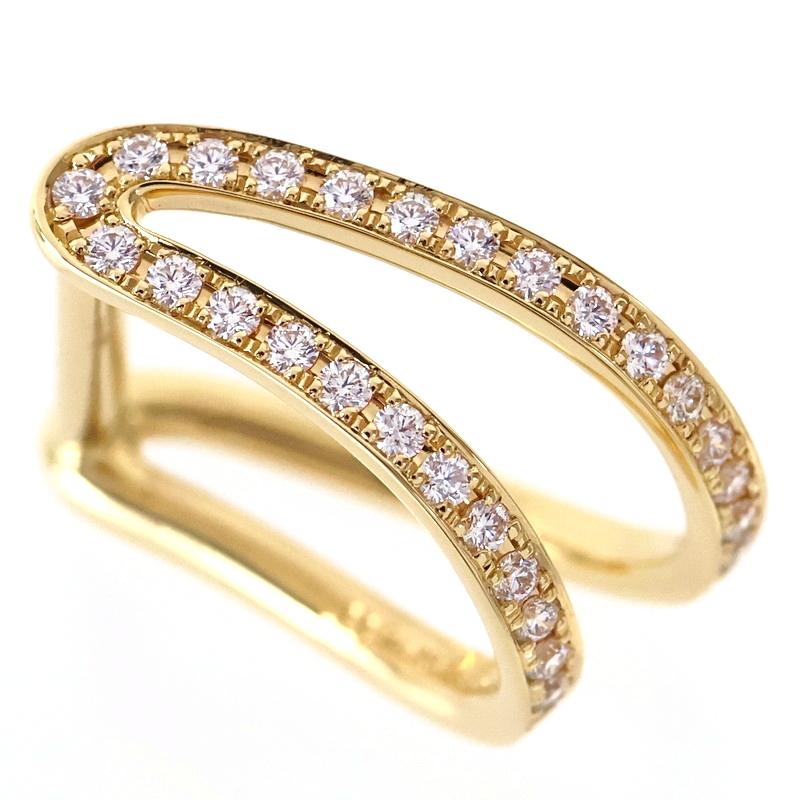 D型リング ジュエリー K18YG ピンキーリング 8号 ダイヤ 0.33ct