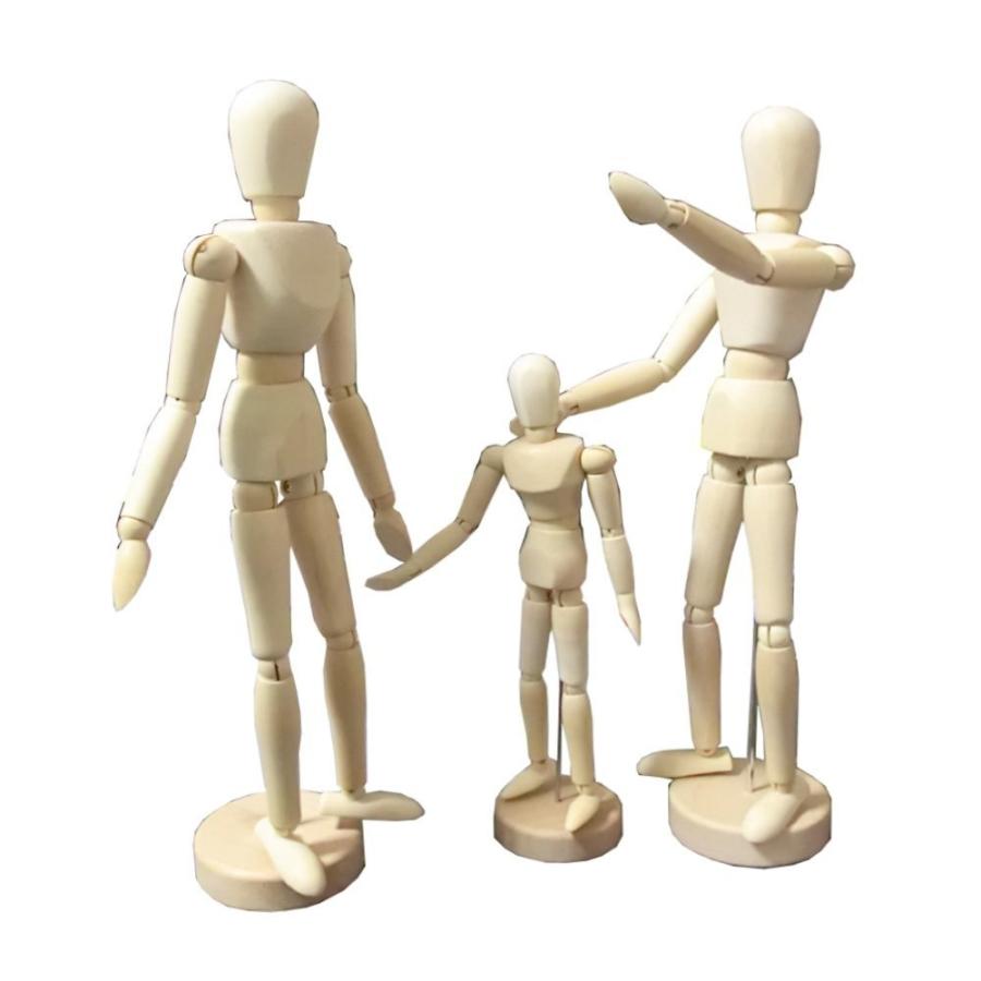 デッサン人形 マネキン 木製 3体 大人 子供 セット : ディスプレイ