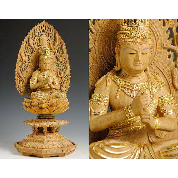 白檀材・甘くさわやかな香り】【仏像・ご本尊】【水晶眼入り・切金】大