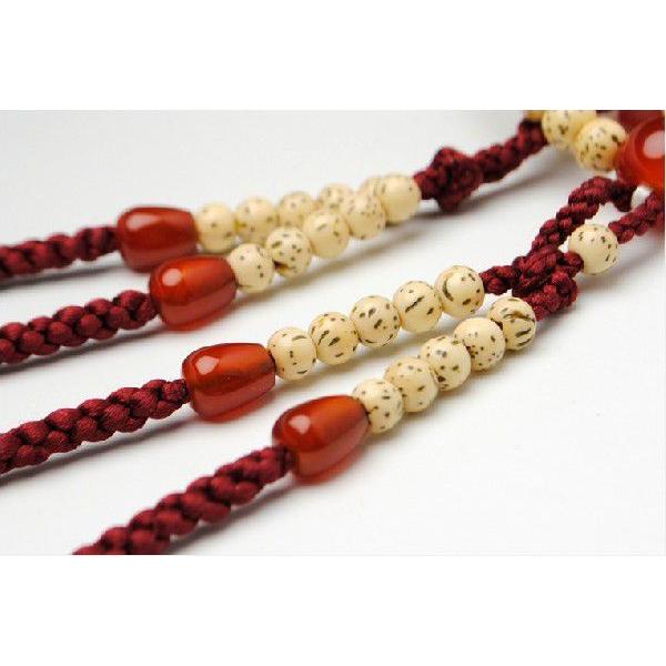 真言宗【京念珠：星月菩提樹 瑪瑙仕立】女性用数珠 正絹小田巻房 本連