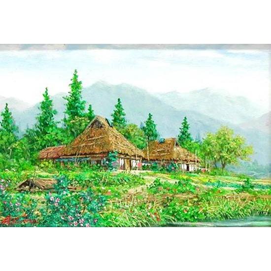 絵画 油絵 新緑の信州風景 （広瀬明） 【肉筆】【油絵】【日本の風景