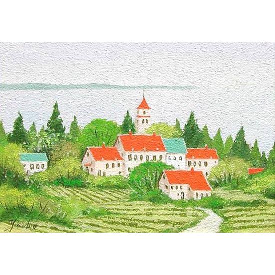 絵画 油絵 オーストリア・田舎風景 （加瀬洋子） 【肉筆】【油絵