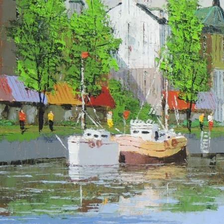 絵画 油絵 オンフルール （黒沢久） 【肉筆】【油絵】【外国の風景