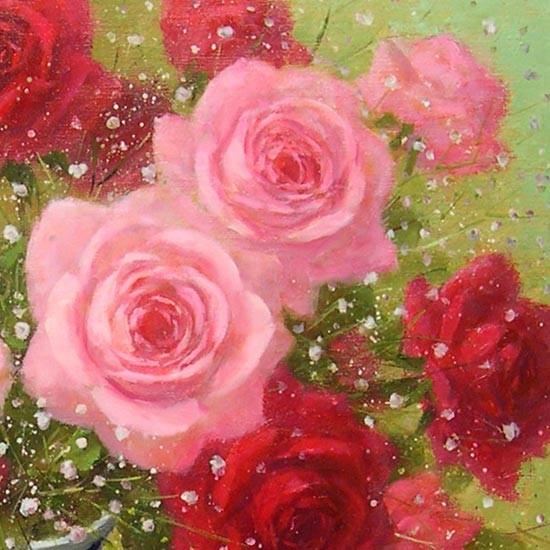 絵画 油絵 ばら F30号 （日野皖） 【肉筆】【油絵】【花】【大型絵画