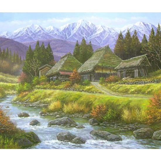 絵画 油絵 山村清流 F30号 （関健造） 【海・山】【肉筆】【油絵