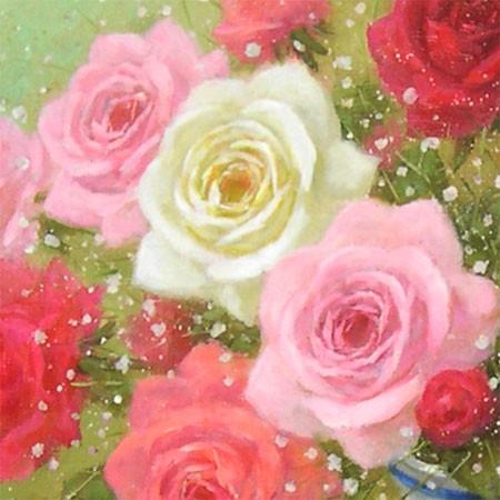 絵画 油絵 ばら F50号 （日野皖） 【肉筆】【油絵】【花】【大型絵画