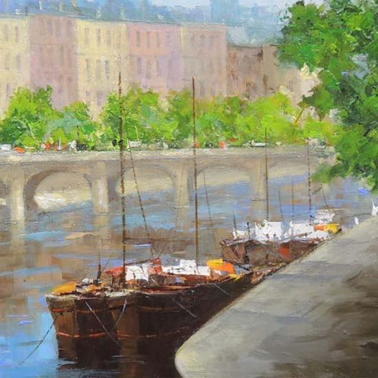 絵画 油絵 セーヌ川・パリ F30号 （春野修一） 【肉筆】【油絵】【外国
