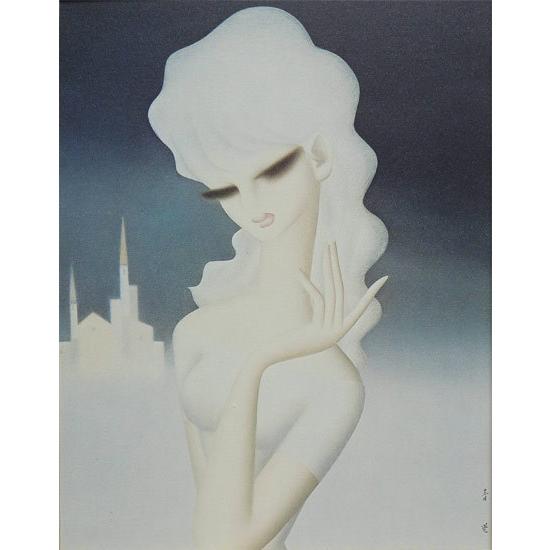 東郷青児 絵画 遠い街 F6号 【複製】【美術印刷】【世界の名画】【6号