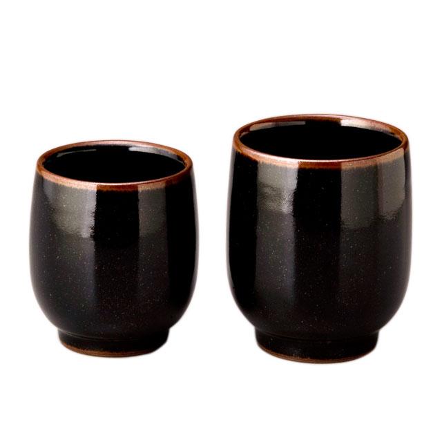 受注生産 薩摩焼 沈壽官窯（ちんじゅかん） 黒薩摩蓋無 夫婦湯呑 代引