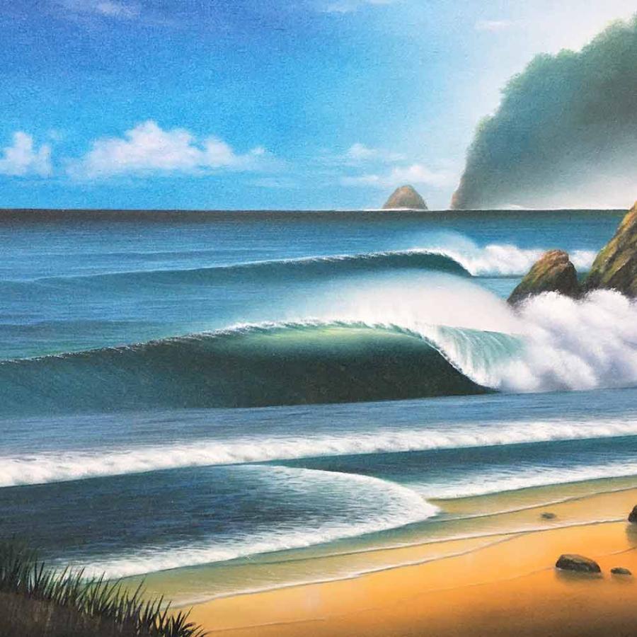 波の絵 ビーチ 海岸 Goes Windy W80×H60cm バリ 絵画 アートパネル