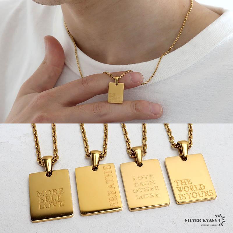 ドッグタグネックレス プレートネックレス ゴールド メンズ スクエア