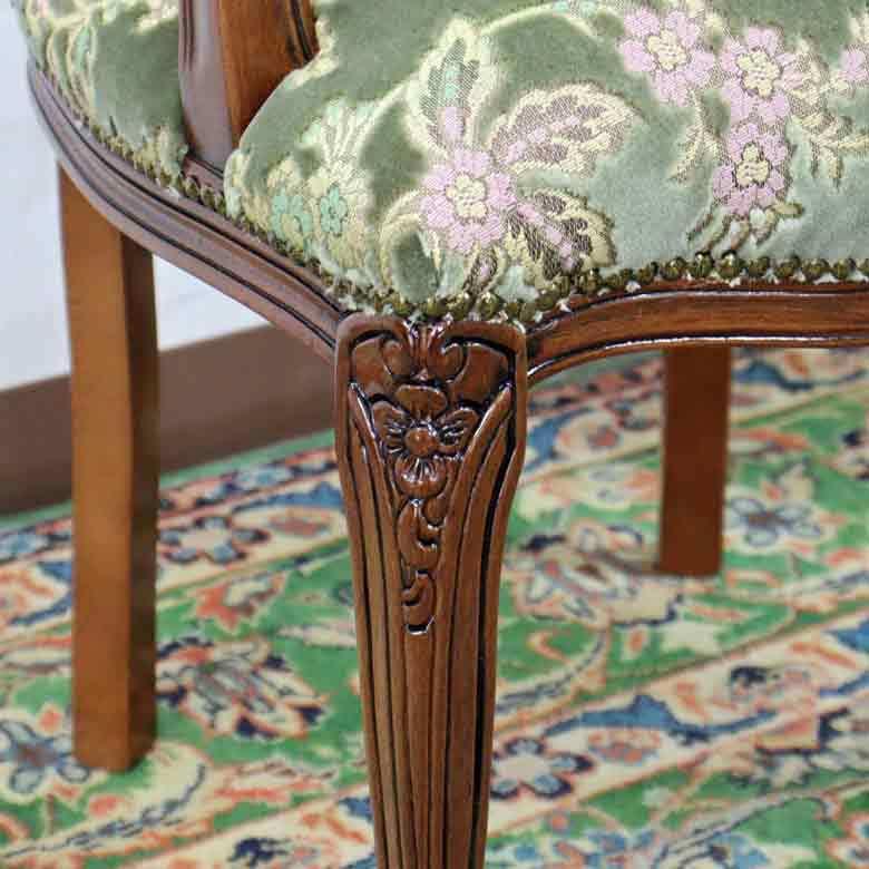 イタリア アームチェア 金華山 グリーン サロンチェア ヴェローナ