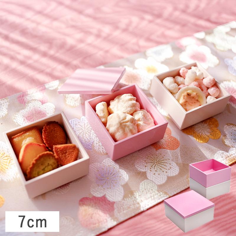バイカラー プチ3段重箱 小 7cm ブロッサムピンク・オフホワイト 漆器