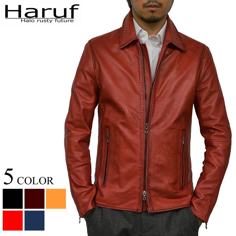 Haruf（ハルフ） 革ジャン レザージャケット メンズ 本革 衿付き