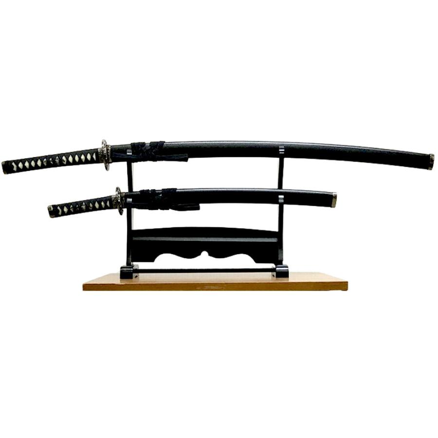 日本刀（美術鑑賞用模造刀）大刀・小刀2本セット 黒石目 新デザイン