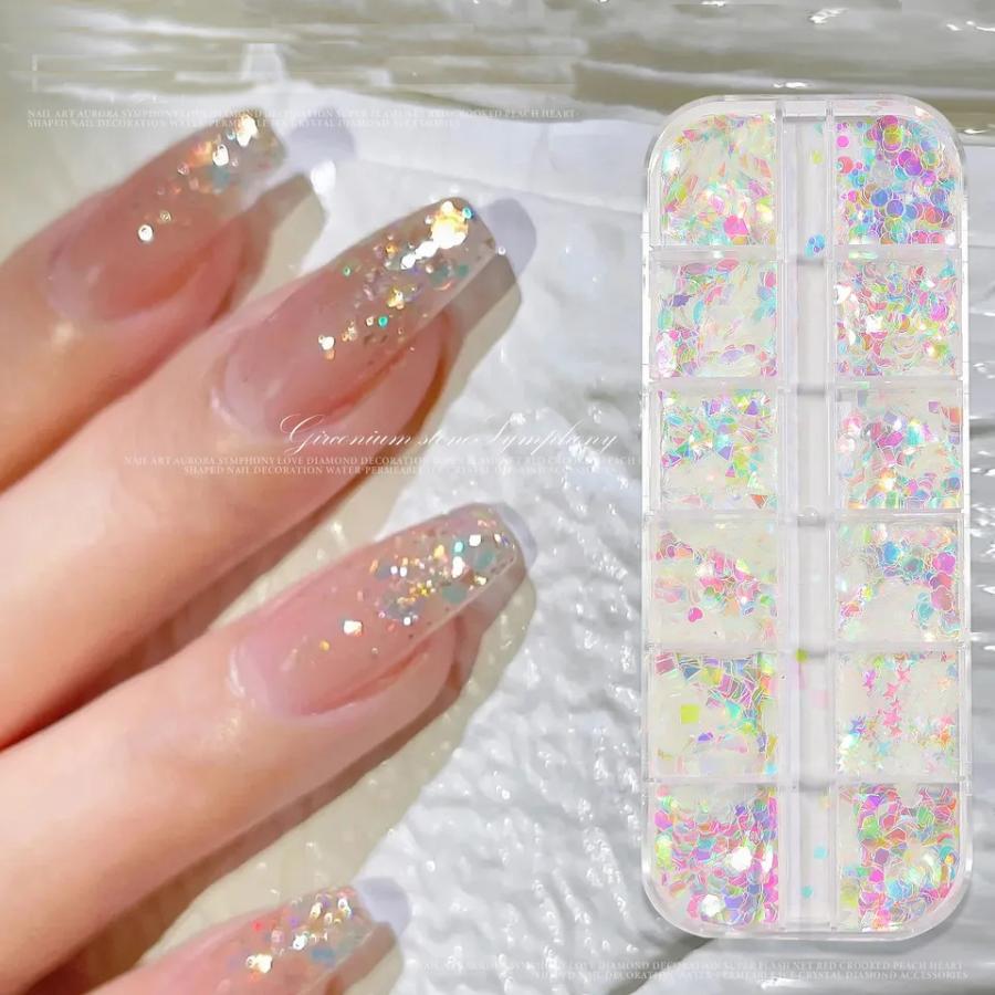 jellybeans］オーロラスパンコールミックス (12種 ) キラキラネイル