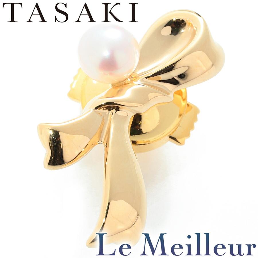 TASAKI（タサキ） リボンデザインパールブローチ 真珠 5mm K18 TASAKI