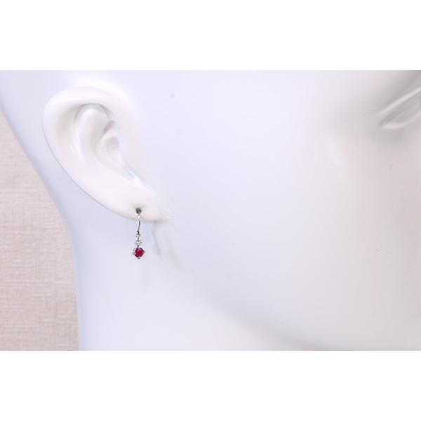 ルビー ピアス 0.40カラット プラチナ900 PT900 フック式 一粒揺れる