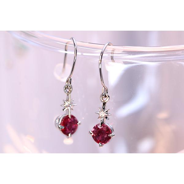 ルビー ピアス 0.40カラット プラチナ900 PT900 フック式 一粒揺れる