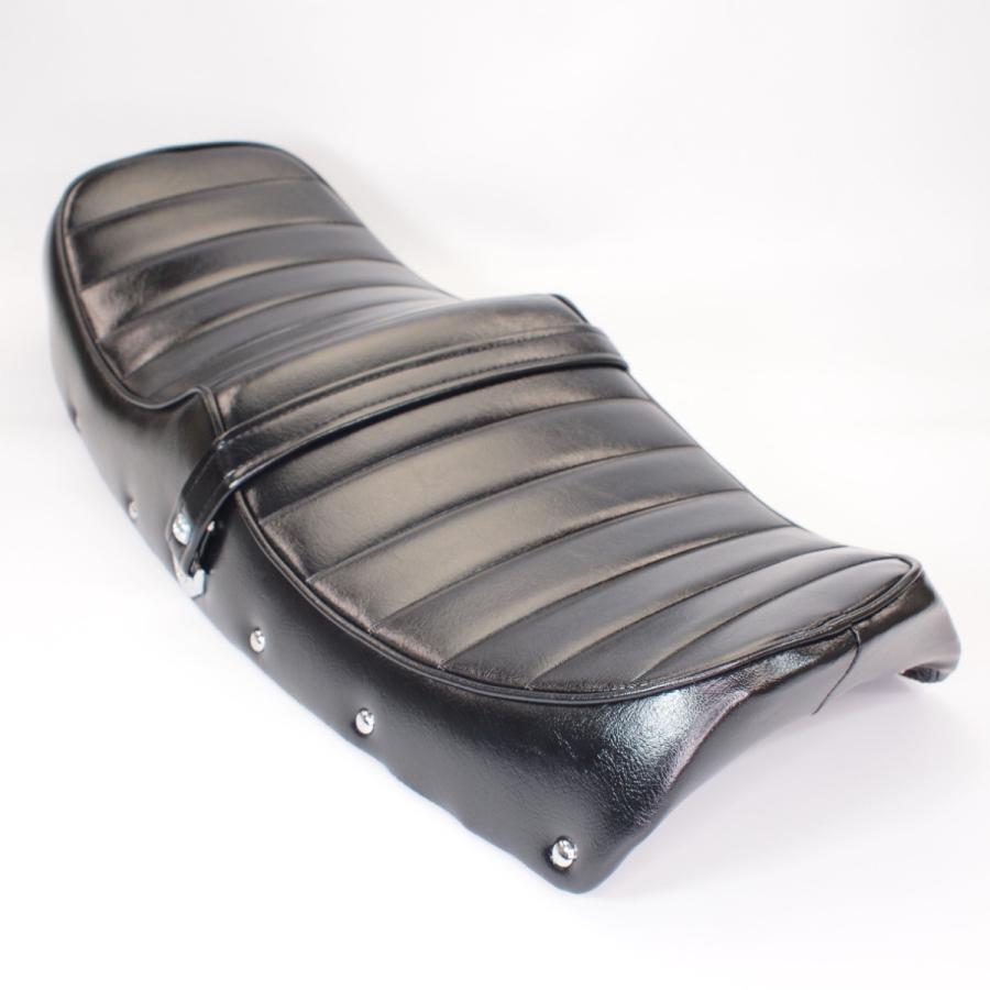 新品1975-77年 CB400F 黒 タックロール カスタムシート 白ロゴ