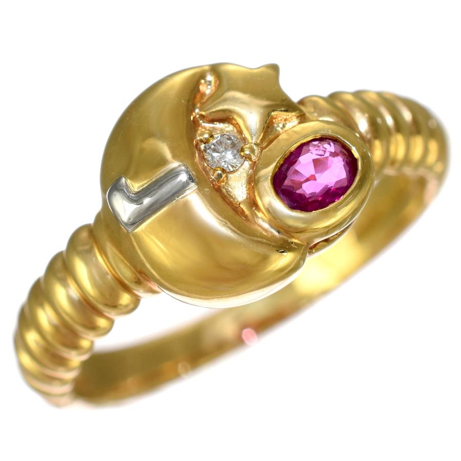 新品同様 ランセル クレセントムーン スター リング 指輪 K18ゴールド