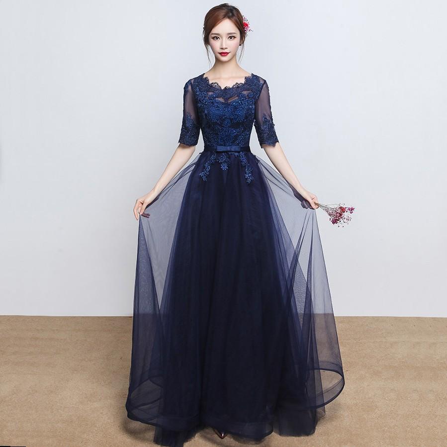 カラードレス 青 ロングドレス 安い サッシュベルト 半袖 イブニング