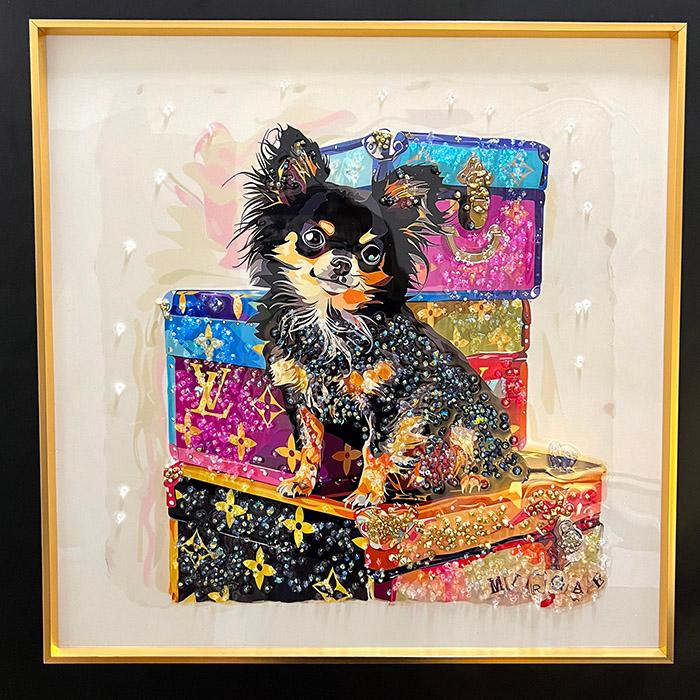 送料無料 クリスタルアートパネル オマージュアートパネル チワワ 犬