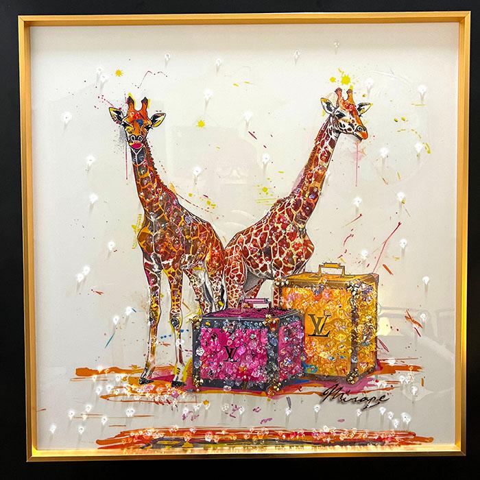 送料無料 クリスタルアートパネル オマージュアートパネル キリン