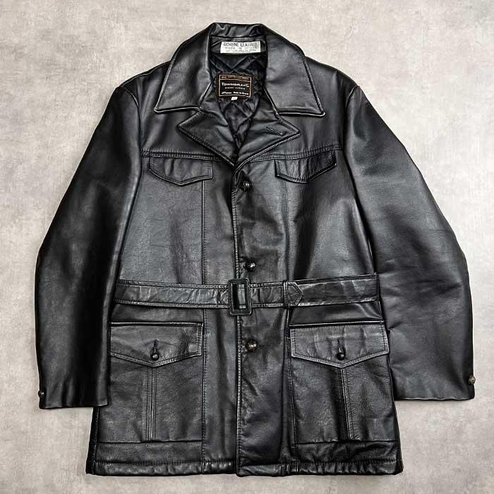 70'S JC Penney TOWN CRAFT Leather Coat BLACK/42 70年代 J.C.ペニー