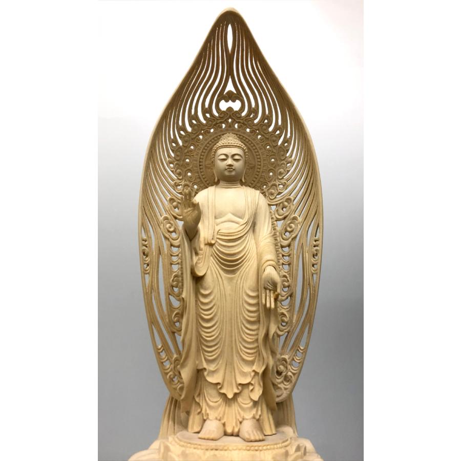 特別仕立 阿弥陀如来 4寸 来迎雲 舟型水煙光背 G-1 : 十八羅かん