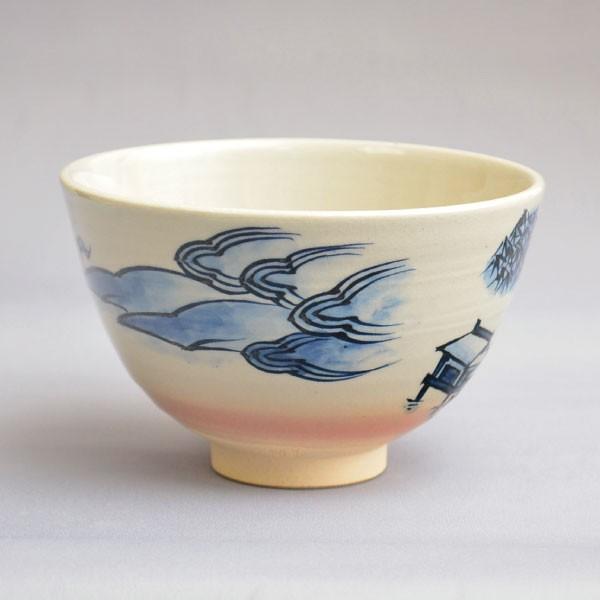 茶箱用茶碗 茶道具 手塚桐鳳 作 茶箱用 古染付山水文茶碗 三点セット