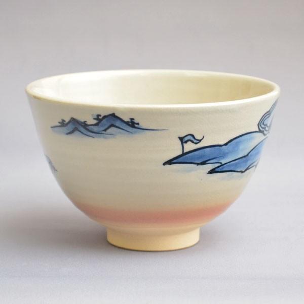 茶箱用茶碗 茶道具 手塚桐鳳 作 茶箱用 古染付山水文茶碗 三点セット