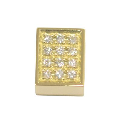 K18 ペンダントトップ 喜平用 パヴェダイヤ キューブ型 18金 ゴールド