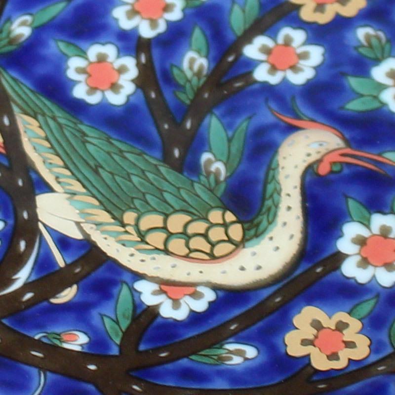 大皿 トルコ IZNIK モザイク タイル 飾り皿 青い花柄 高級食器