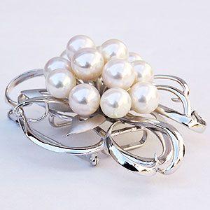 リ*ン様 本真珠 パールブローチ 帯留め SILVER950 アコヤ本真珠