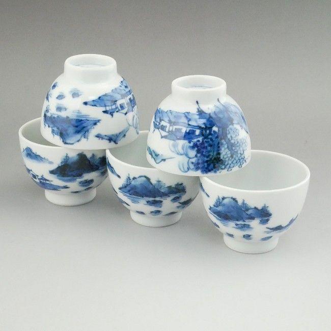 京焼 清水焼 染付山水之図 煎茶碗揃 昭阿弥 : 松韻堂 Yahoo!店 - 通販